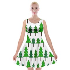 Chrismas Tree Greeen Velvet Skater Dress by nateshop