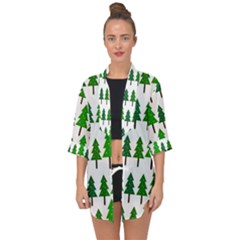 Chrismas Tree Greeen Open Front Chiffon Kimono by nateshop