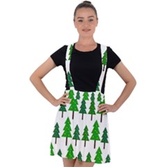 Chrismas Tree Greeen Velvet Suspender Skater Skirt by nateshop