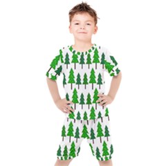 Chrismas Tree Greeen Kids  Tee And Shorts Set by nateshop