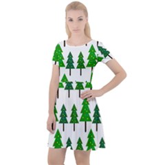 Chrismas Tree Greeen Cap Sleeve Velour Dress  by nateshop