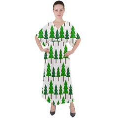 Chrismas Tree Greeen V-neck Boho Style Maxi Dress by nateshop