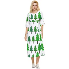 Chrismas Tree Greeen Double Cuff Midi Dress by nateshop