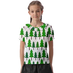 Chrismas Tree Greeen Kids  Frill Chiffon Blouse by nateshop