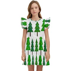 Chrismas Tree Greeen Kids  Winged Sleeve Dress by nateshop