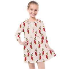 Christmas-background-christmas-stockings Kids  Quarter Sleeve Shirt Dress by nateshop