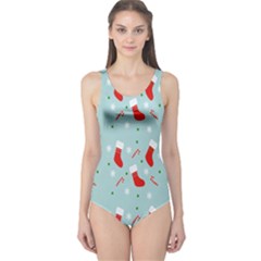 Christmas-pattern -christmas-stockings One Piece Swimsuit by nateshop