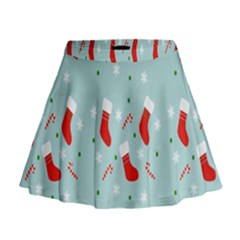 Christmas-pattern -christmas-stockings Mini Flare Skirt by nateshop