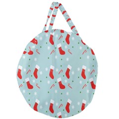 Christmas-pattern -christmas-stockings Giant Round Zipper Tote by nateshop