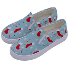 Christmas-pattern -christmas-stockings Kids  Canvas Slip Ons by nateshop