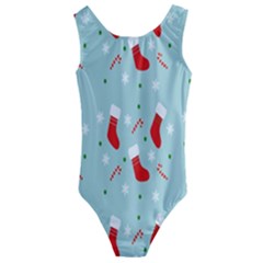 Christmas-pattern -christmas-stockings Kids  Cut-out Back One Piece Swimsuit by nateshop