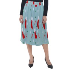 Christmas-pattern -christmas-stockings Classic Velour Midi Skirt  by nateshop