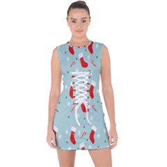 Christmas-pattern -christmas-stockings Lace Up Front Bodycon Dress by nateshop