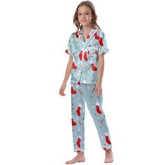 Christmas-pattern -christmas-stockings Kids  Satin Short Sleeve Pajamas Set by nateshop