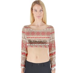 Christmas-pattern-background Long Sleeve Crop Top by nateshop