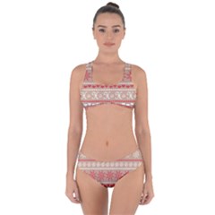 Christmas-pattern-background Criss Cross Bikini Set by nateshop