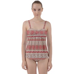 Christmas-pattern-background Twist Front Tankini Set by nateshop