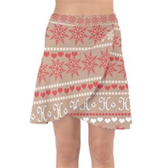 Christmas-pattern-background Wrap Front Skirt by nateshop