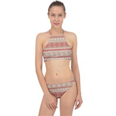 Christmas-pattern-background Racer Front Bikini Set by nateshop