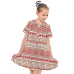 Christmas-pattern-background Kids  Short Sleeve Shirt Dress by nateshop