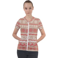 Christmas-pattern-background Short Sleeve Zip Up Jacket by nateshop