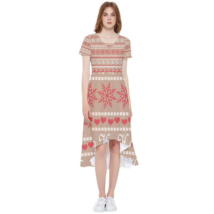 Christmas-pattern-background High Low Boho Dress