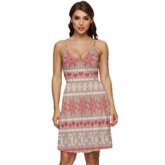 Christmas-pattern-background V-neck Pocket Summer Dress 