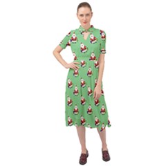 Christmas-santaclaus Keyhole Neckline Chiffon Dress by nateshop