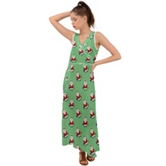 Christmas-santaclaus V-neck Chiffon Maxi Dress by nateshop