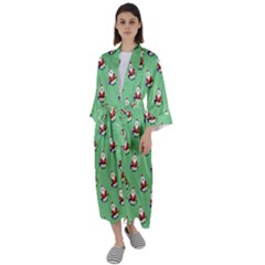 Christmas-santaclaus Maxi Satin Kimono