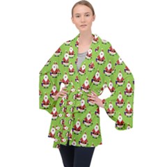 Christmas-santaclaus Long Sleeve Velvet Kimono  by nateshop