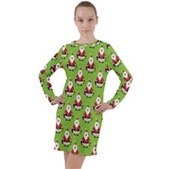 Christmas-santaclaus Long Sleeve Hoodie Dress by nateshop