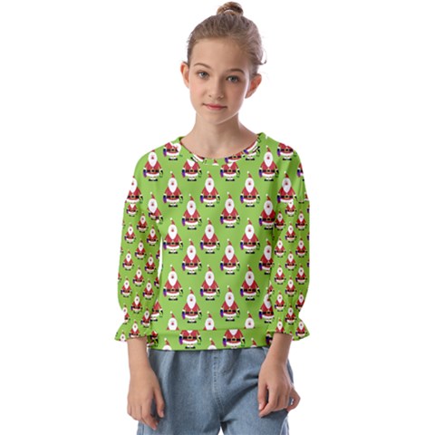 Christmas-santaclaus Kids  Cuff Sleeve Top by nateshop