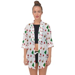 Christmas-santaclaus Open Front Chiffon Kimono by nateshop