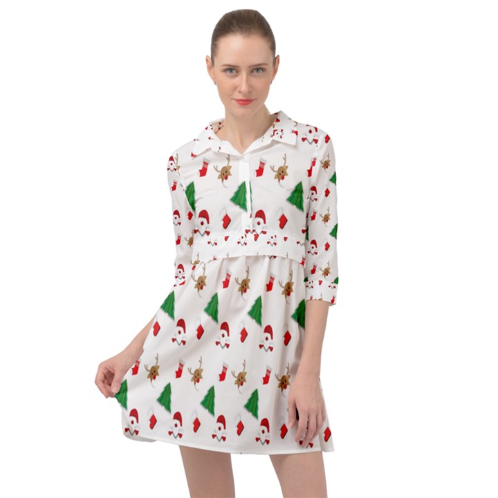 Christmas-santaclaus Mini Skater Shirt Dress