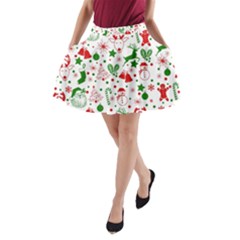 Christmas-seamless-green  A-line Pocket Skirt by nateshop