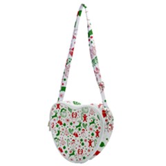 Christmas-seamless-green  Heart Shoulder Bag by nateshop