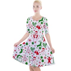 Christmas-seamless-green  Quarter Sleeve A-line Dress by nateshop