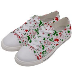 Christmas-seamless-green  Men s Low Top Canvas Sneakers