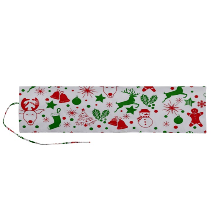 Christmas-seamless-green  Roll Up Canvas Pencil Holder (L)