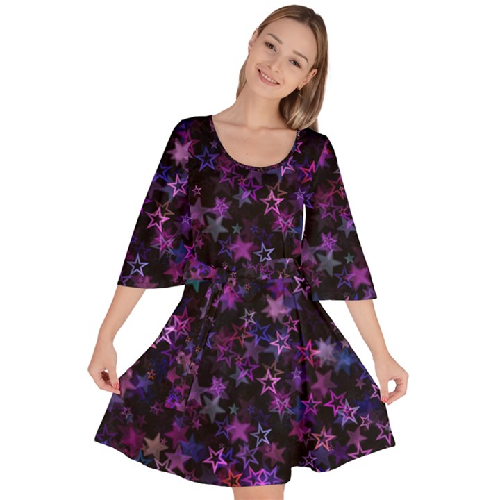 Christmasstars-001 Velour Kimono Dress