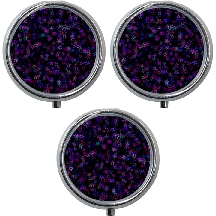 Christmasstars-001 Mini Round Pill Box (Pack of 3)