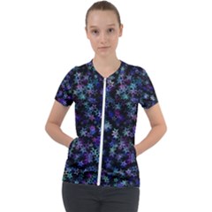 Christmasstars-002 Short Sleeve Zip Up Jacket by nateshop