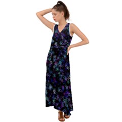 Christmasstars-002 V-neck Chiffon Maxi Dress by nateshop