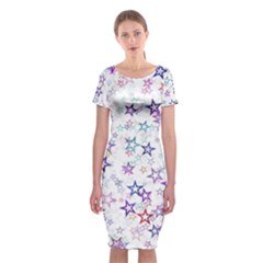 Christmasstars-003 Classic Short Sleeve Midi Dress