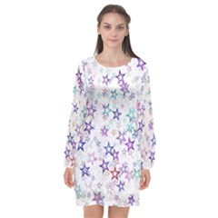 Christmasstars-003 Long Sleeve Chiffon Shift Dress  by nateshop