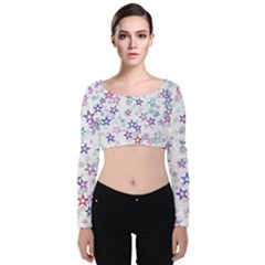 Christmasstars-003 Velvet Long Sleeve Crop Top by nateshop