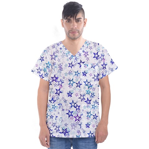 Christmasstars-005 Men s V-neck Scrub Top by nateshop