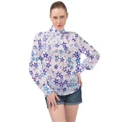 Christmasstars-005 High Neck Long Sleeve Chiffon Top by nateshop