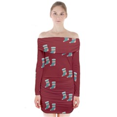 Christmas-stockings Long Sleeve Off Shoulder Dress by nateshop